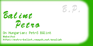 balint petro business card